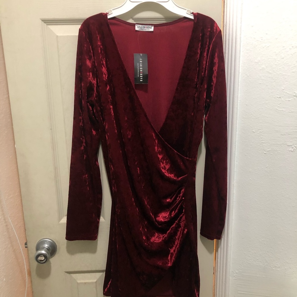 Velvet burgundy mini dress